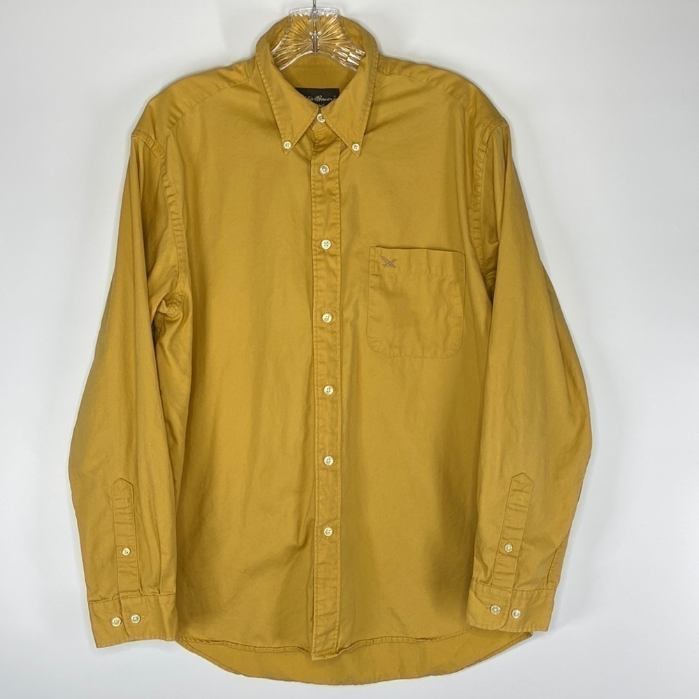 Eddie Bauer Yellow Cotton Button Down Long Sleeve Shirt Size Small Men's